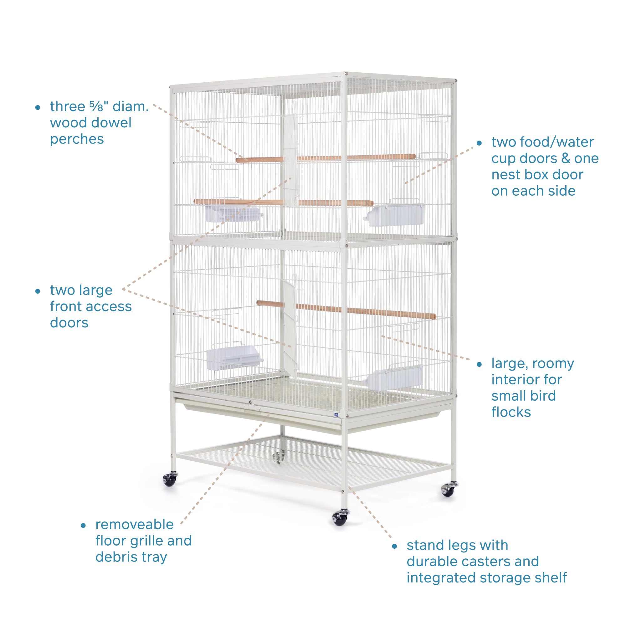 Removable floor grille facilitates quick cleaning and maintenance