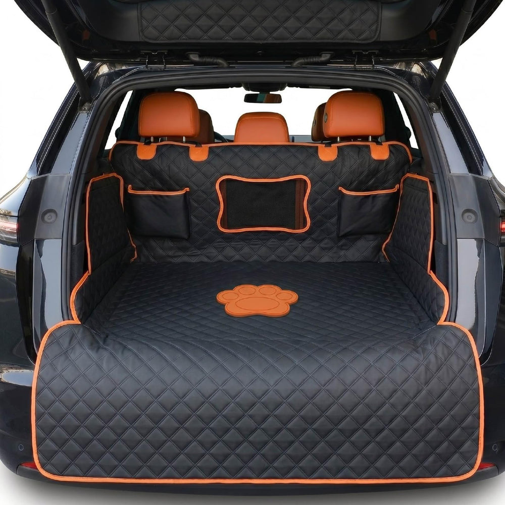 PREWERK SUV cargo liner with dog-paw motif protecting trunk space