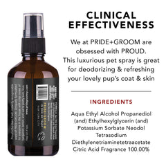 Pride and Groom cruelty-free label emphasizing ethical pet care.