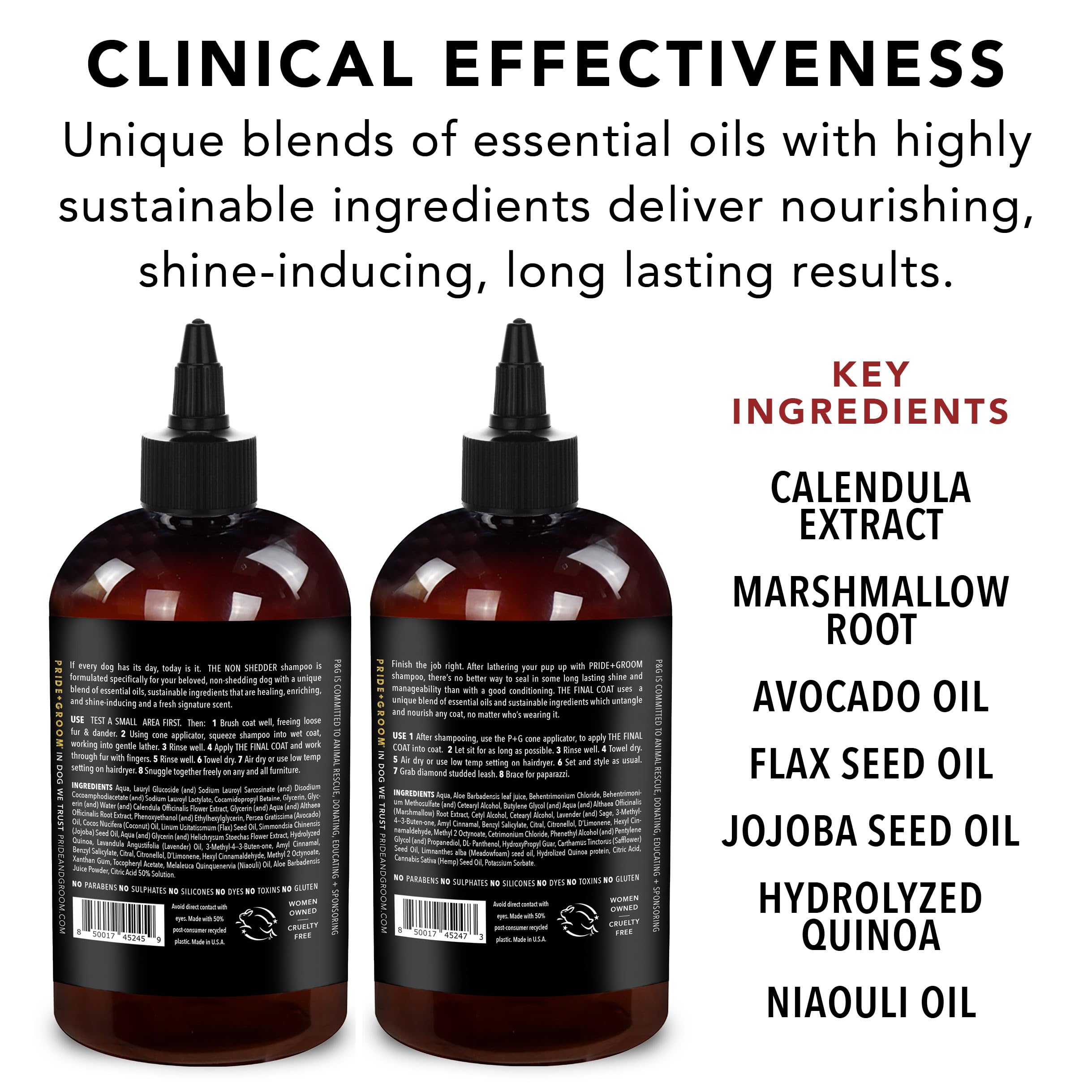 PRIDE AND GROOM ingredients-closeup: coconut oil and lavender oils in focus.