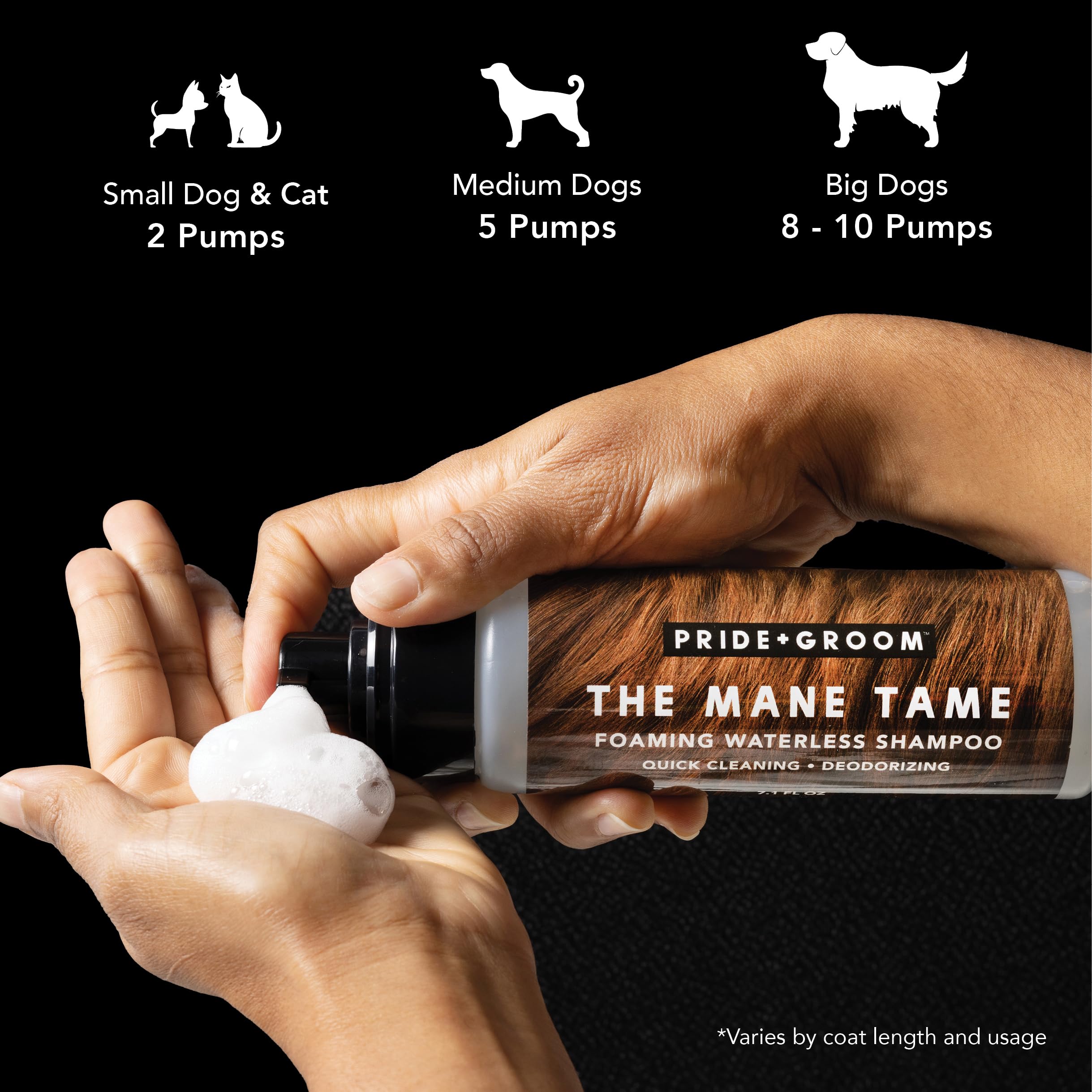 PRIDE AND GROOM Mane Tame suitable for dogs and cats between baths.