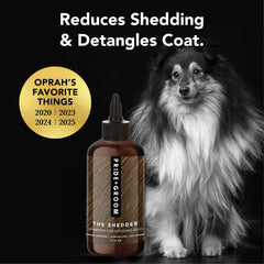 Pride and Groom The Shedder bottle pour demonstrates controlled flow for mess-free washing.