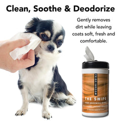 Pride and Groom The Swipe fur wipe freshens fur and neutralizes mild smells.