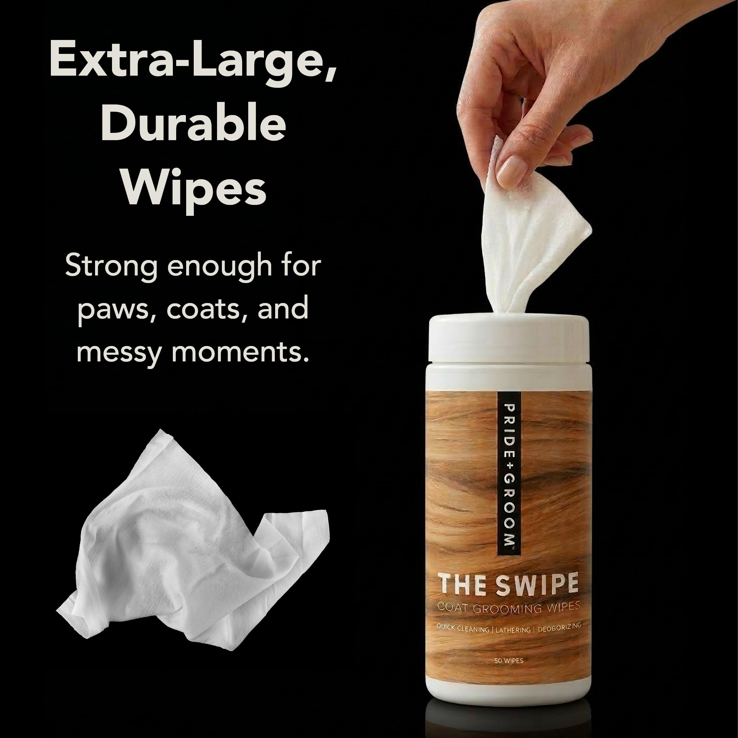 Pride and Groom The Swipe puppy-safe wipe gentle on sensitive skin.