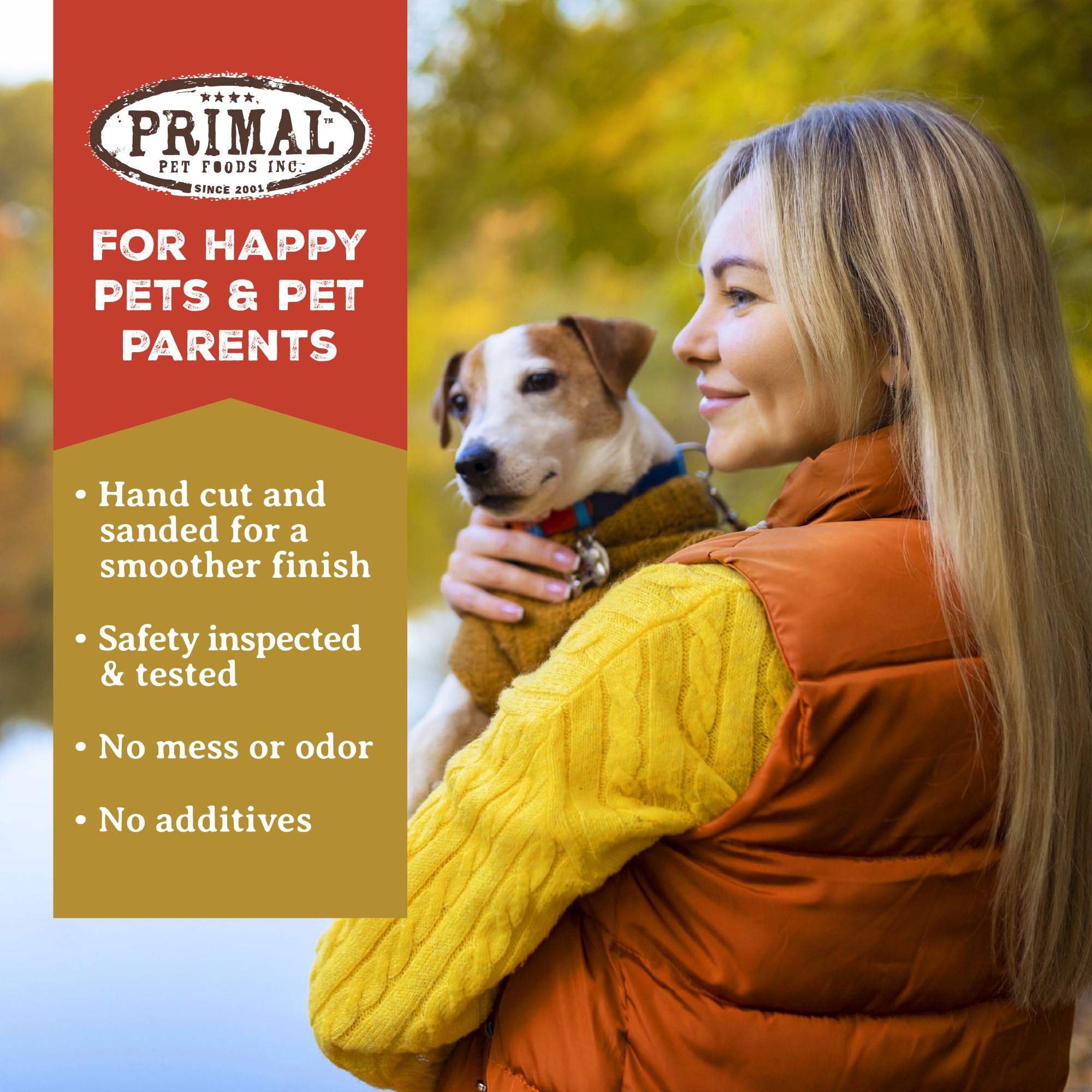 Primal Antlers nutrition-focused closeup highlights protein, collagen, minerals for dogs.
