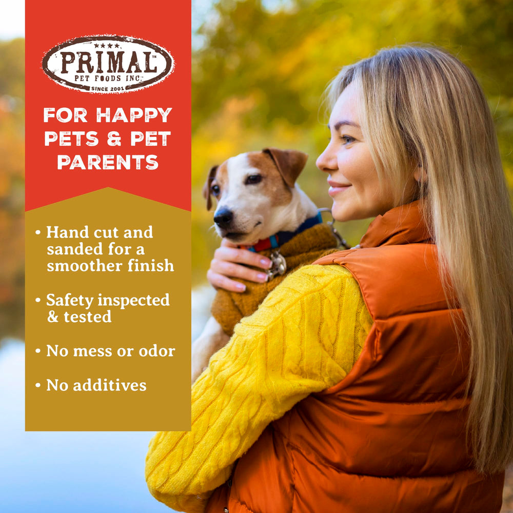 Primal Antlers nutrition-focused closeup highlights protein, collagen, minerals for dogs.