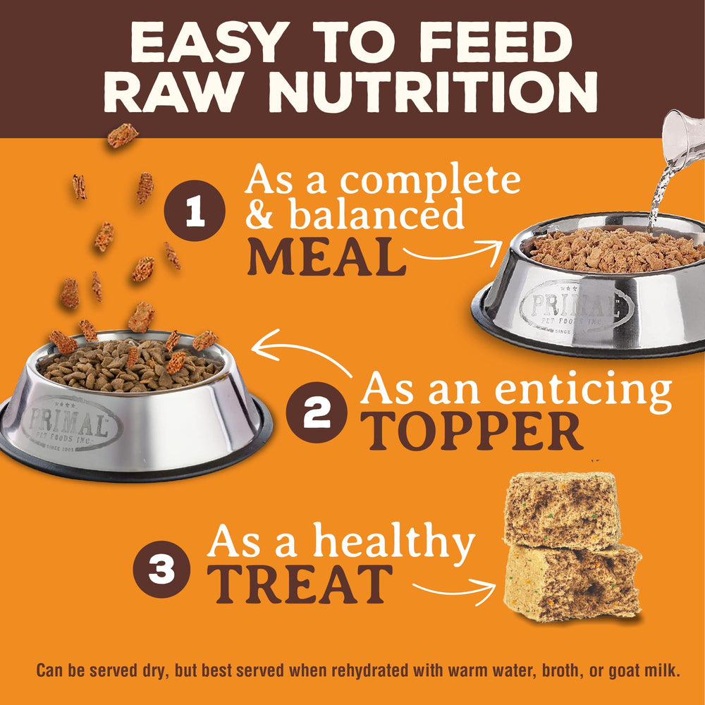 Primal Freeze Dried Beef Nuggets rehydration shows texture close to fresh meals.