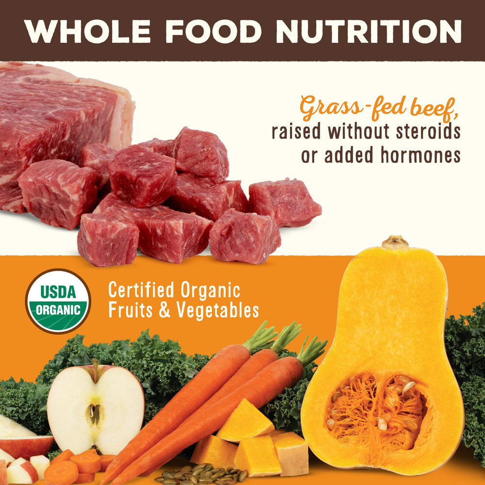 Primal Freeze Dried Nuggets beef topper on kibble shows versatile feeding option.