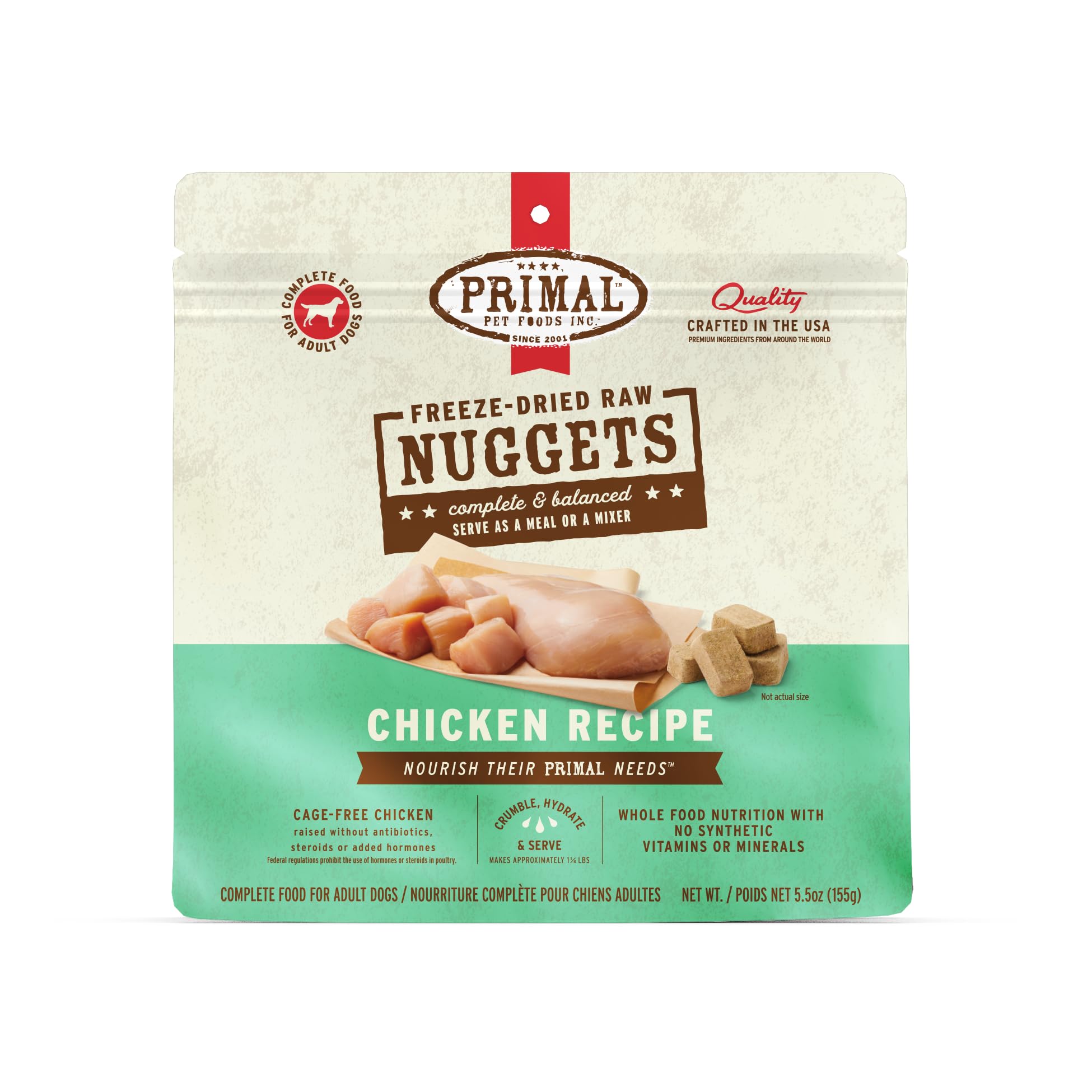 Primal freeze dried chicken nuggets ideal for a high protein meal