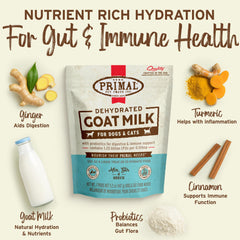 Primal Goat Milk Powder resealable pouch emphasizing convenient at-home use.