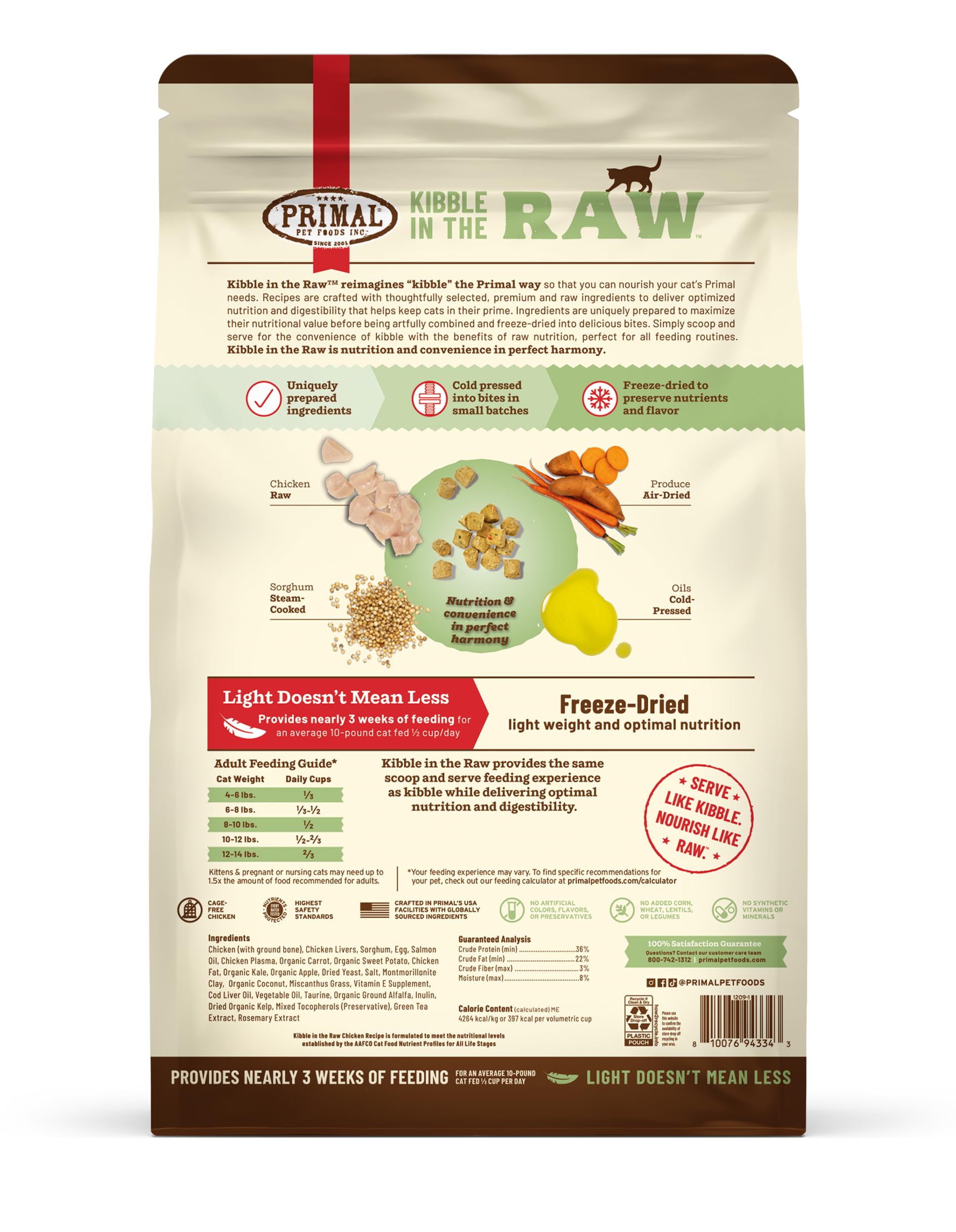 Primal Kibble in The Raw cage-free chicken ingredient highlights first.