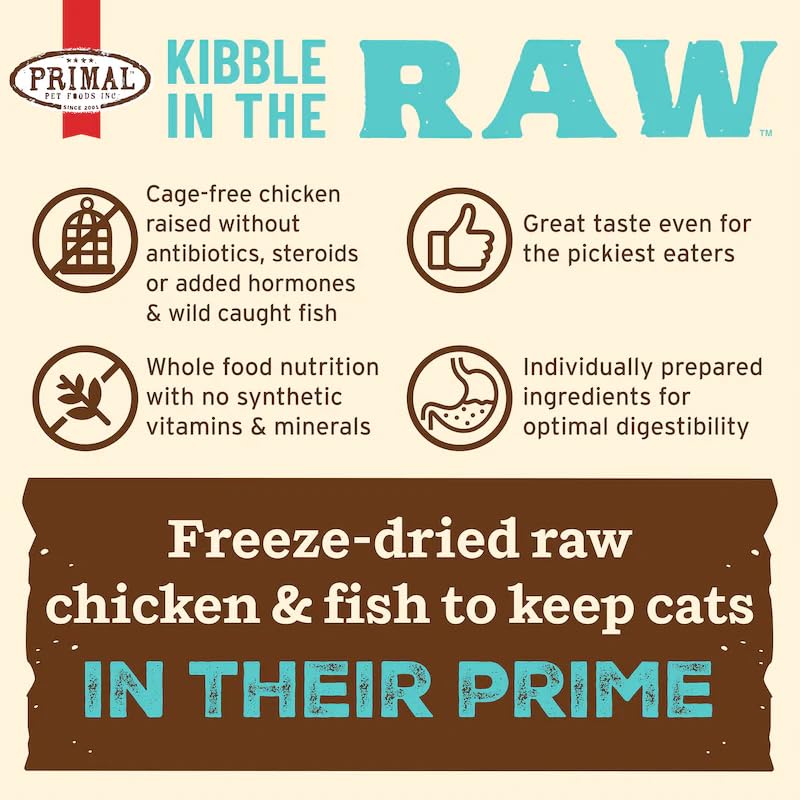 Primal Kibble in the Raw emphasizes gentle digestion through real ingredients.