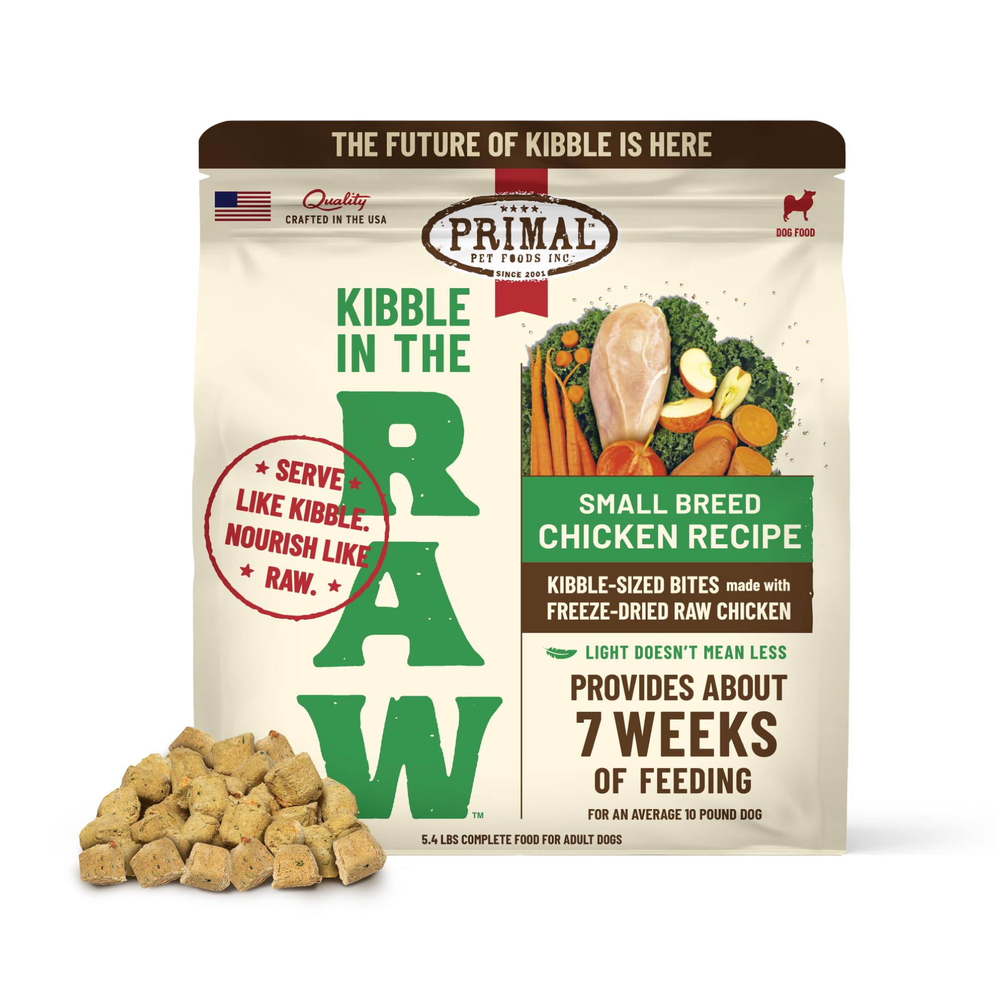 Primal Kibble in the Raw freeze-dried meat closeup highlights nutrient-rich flavor.