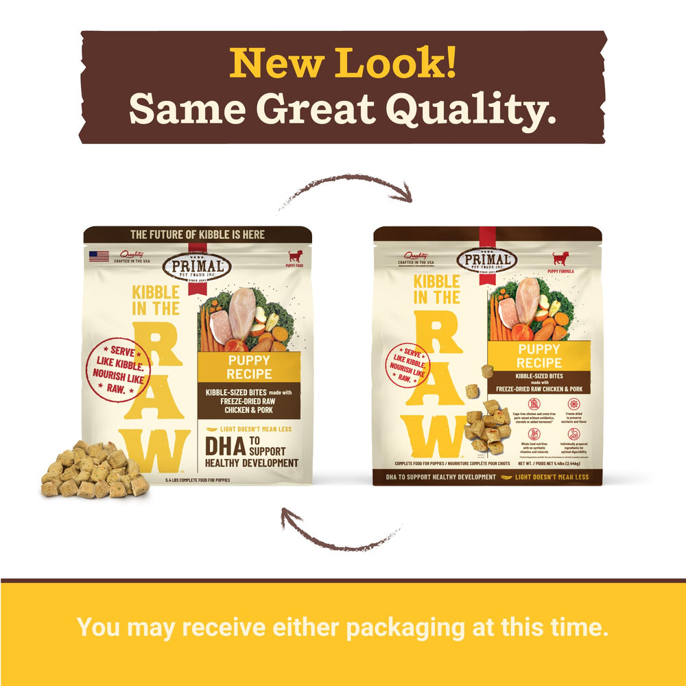 Primal Kibble in The Raw scoop-and-serve convenience for busy households.