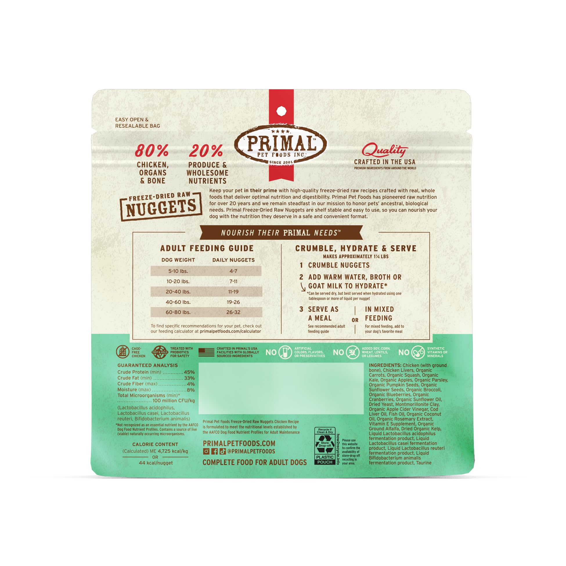 Primal corn free, wheat free, soy free formula for sensitive dogs