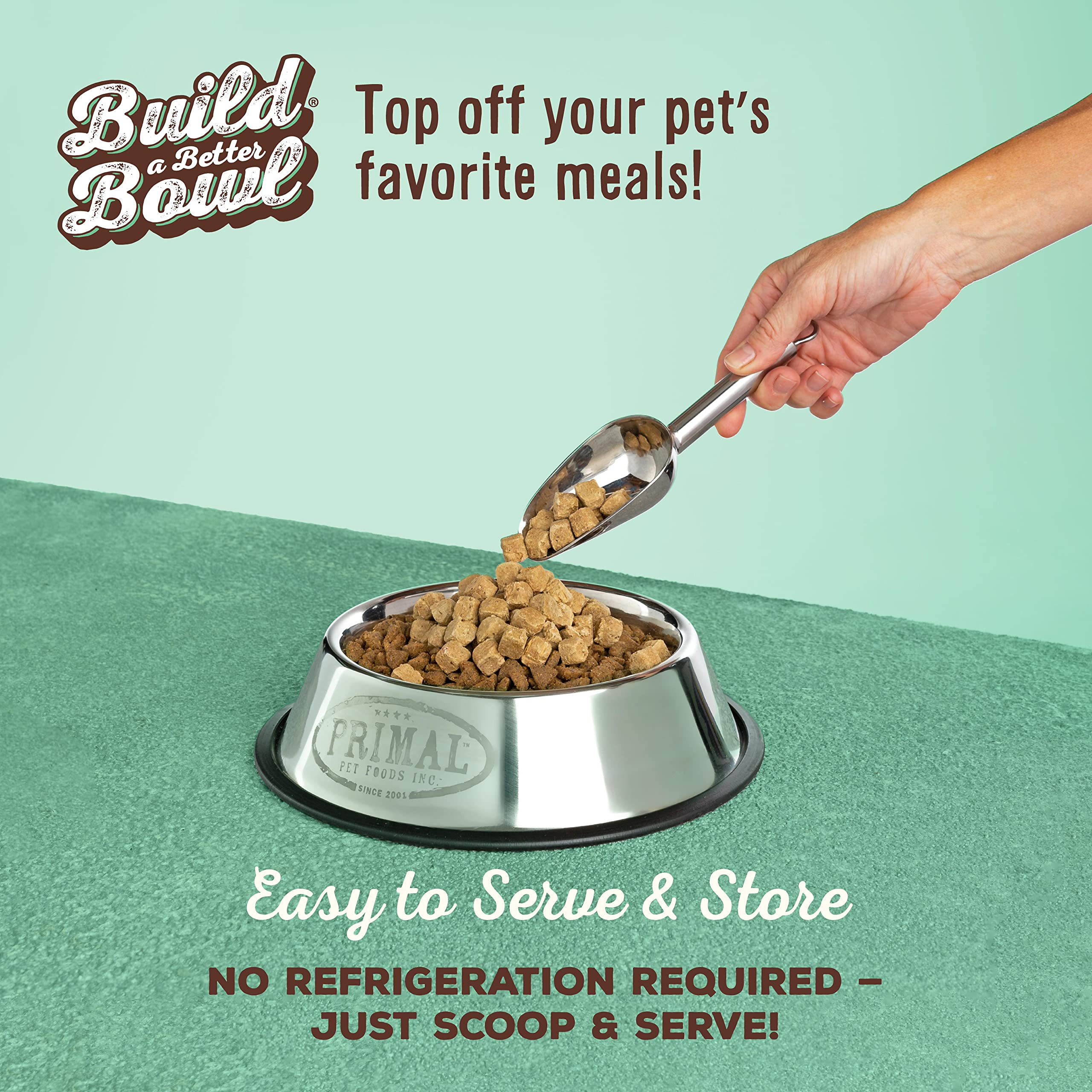 Primal Pet Foods chicken liver toppers close-up, savory flavor and nutrient-rich mix