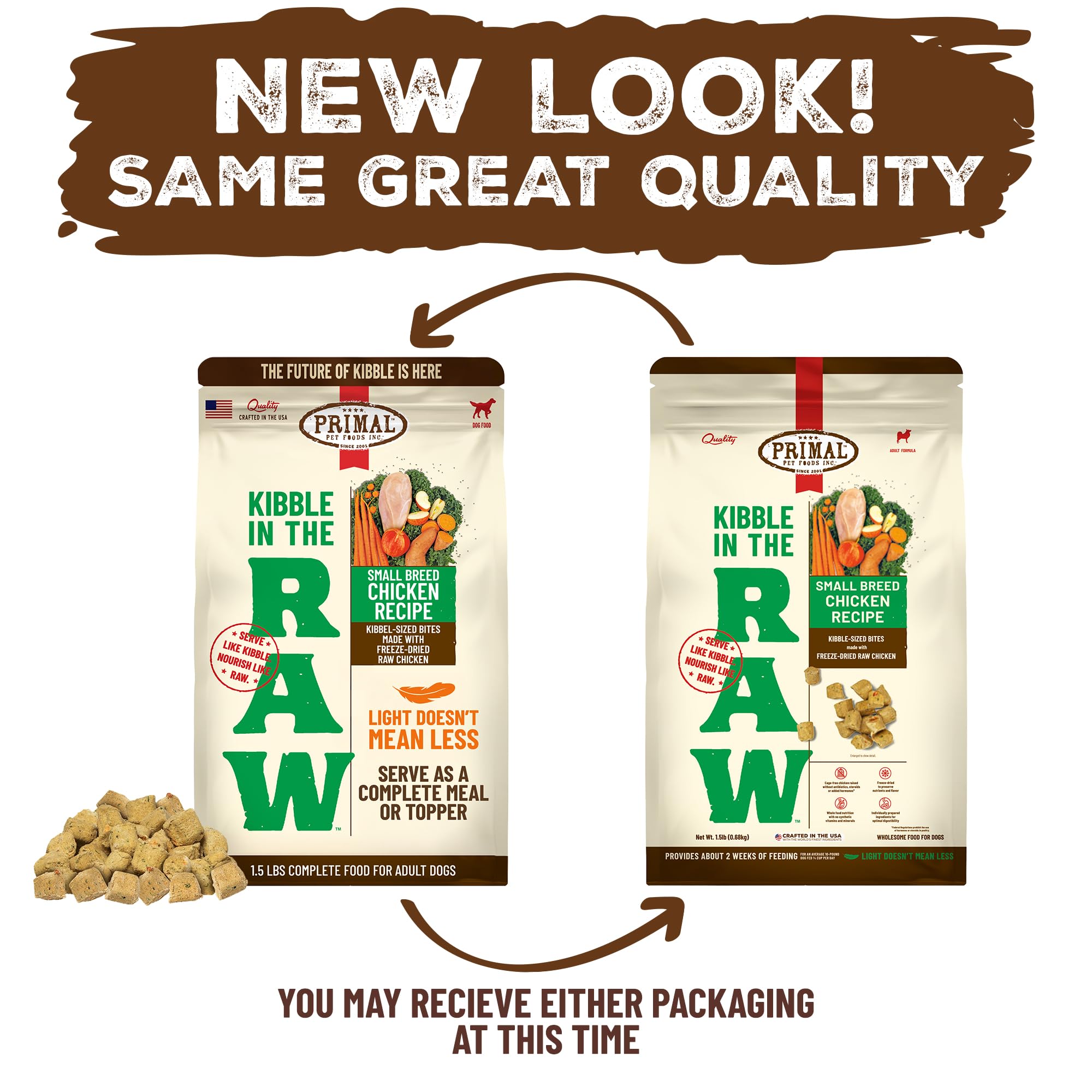 Primal Pet Foods digestive-friendly formula may support gentle digestion for small dogs.