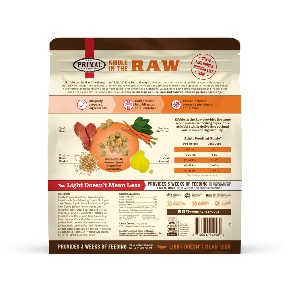 Primal Kibble in The Raw dry dog food convenience meets raw nutrition.