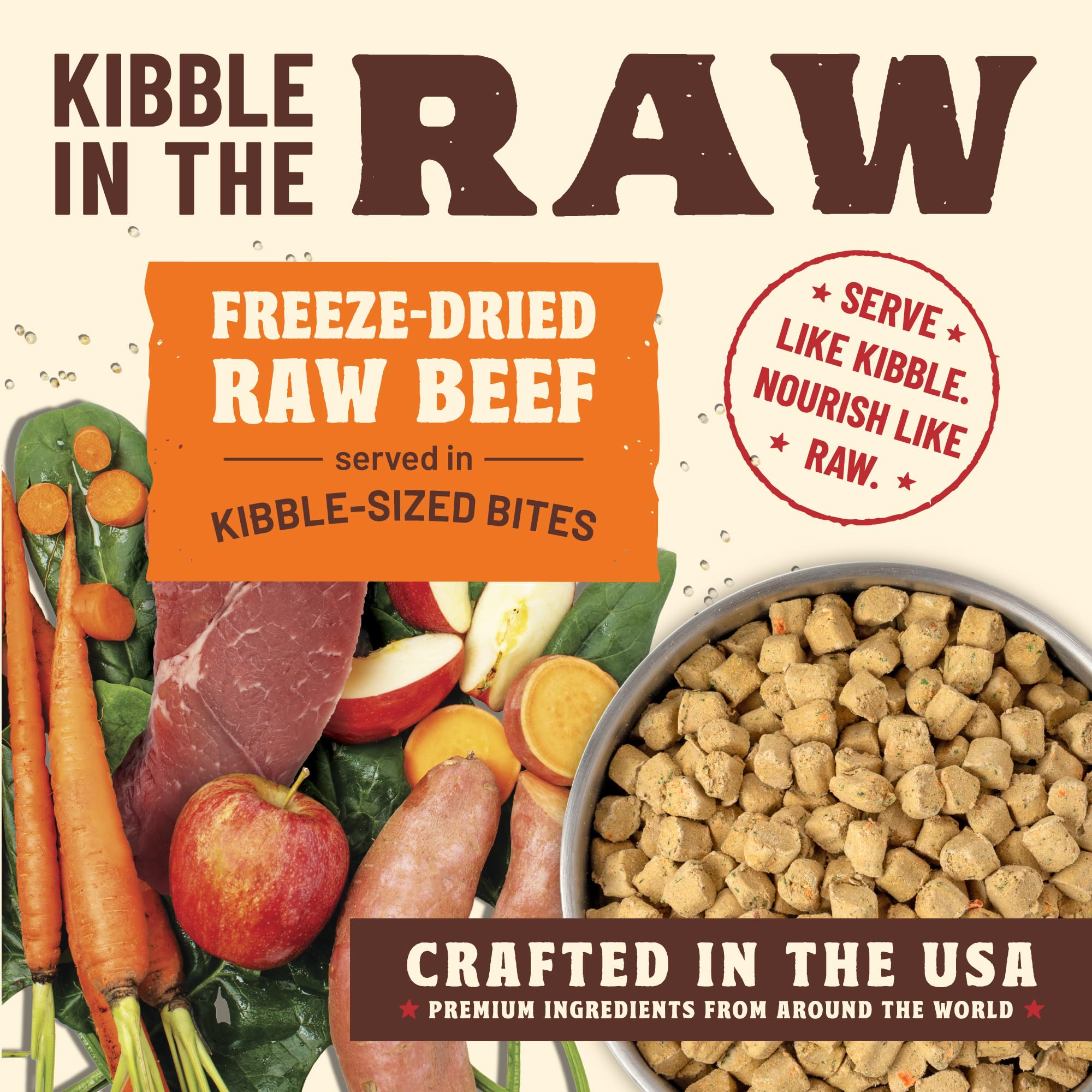 Primal Kibble in The Raw freeze-dried raw meat closeup shows rich flavor and texture.