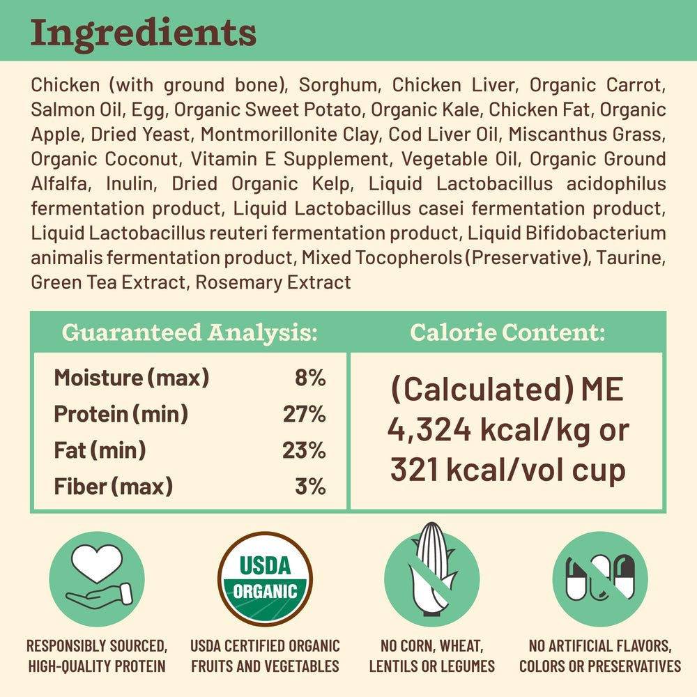 Primal no-fillers closeup emphasizes clean ingredients and digestion-friendly profile.