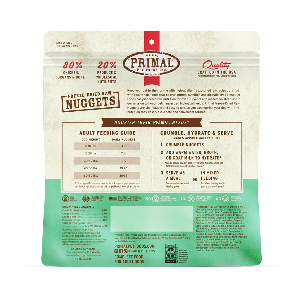 Guided 3-4 nuggets per ounce serving for Primal Nuggets