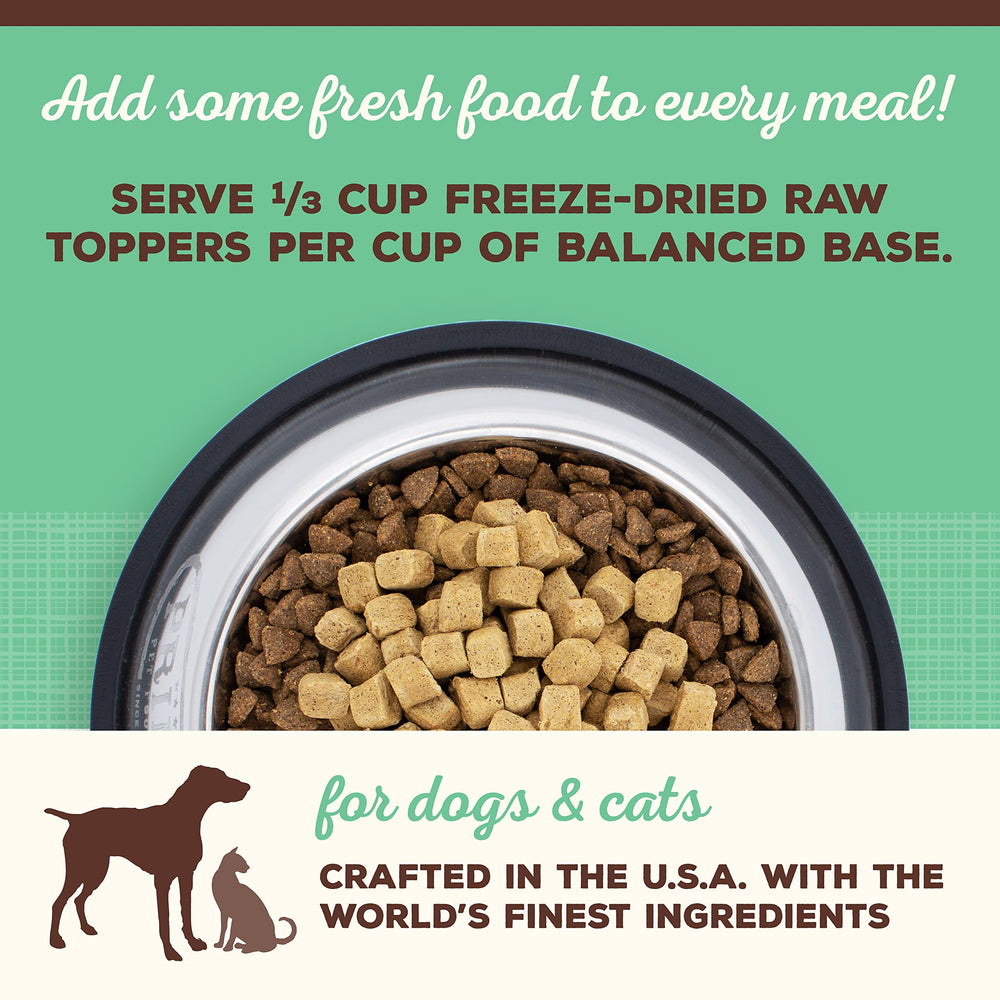Primal shelf-stable toppers, easy pantry nutrition for dogs and cats