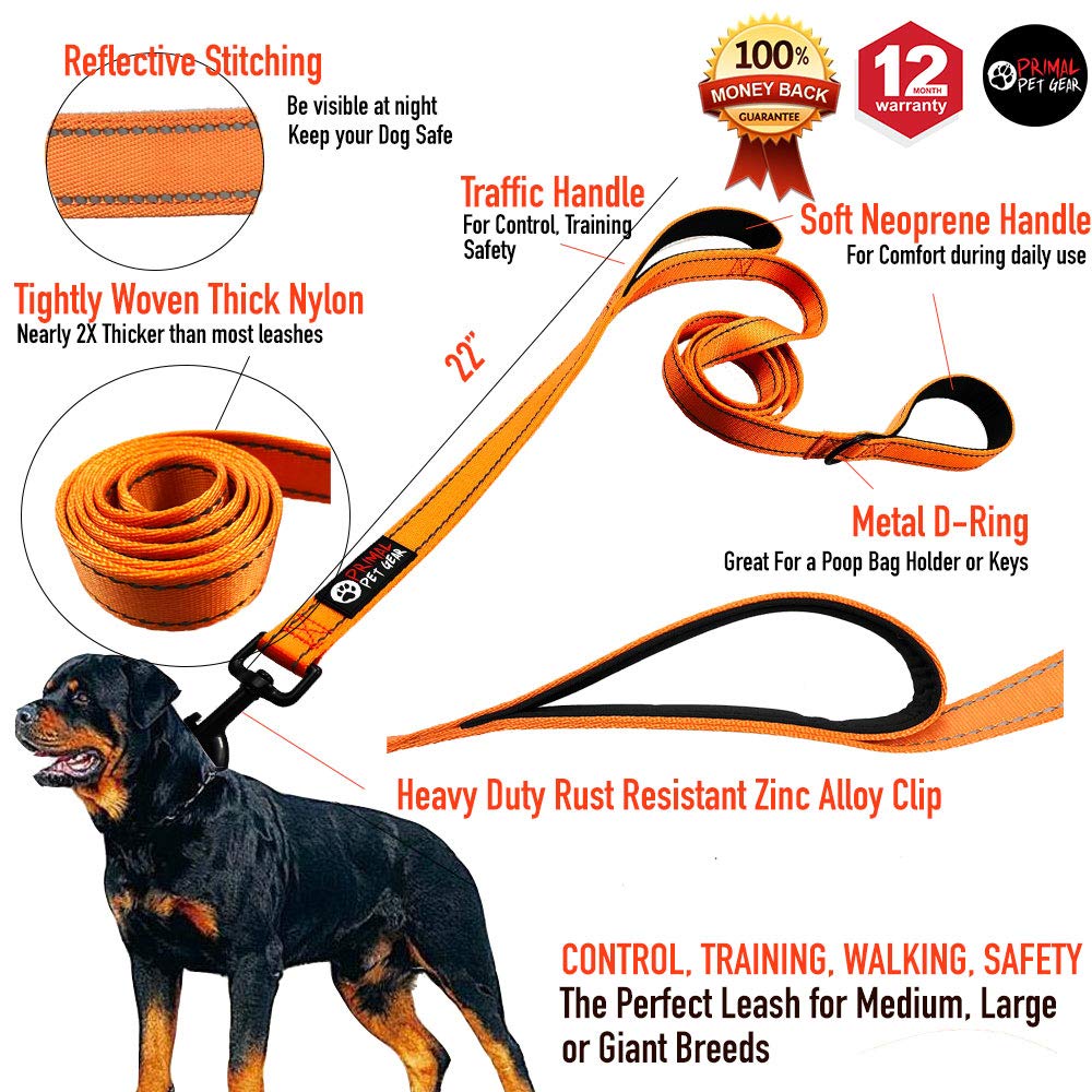 Primal Pet Gear leash with neoprene padded handles for comfortable grip
