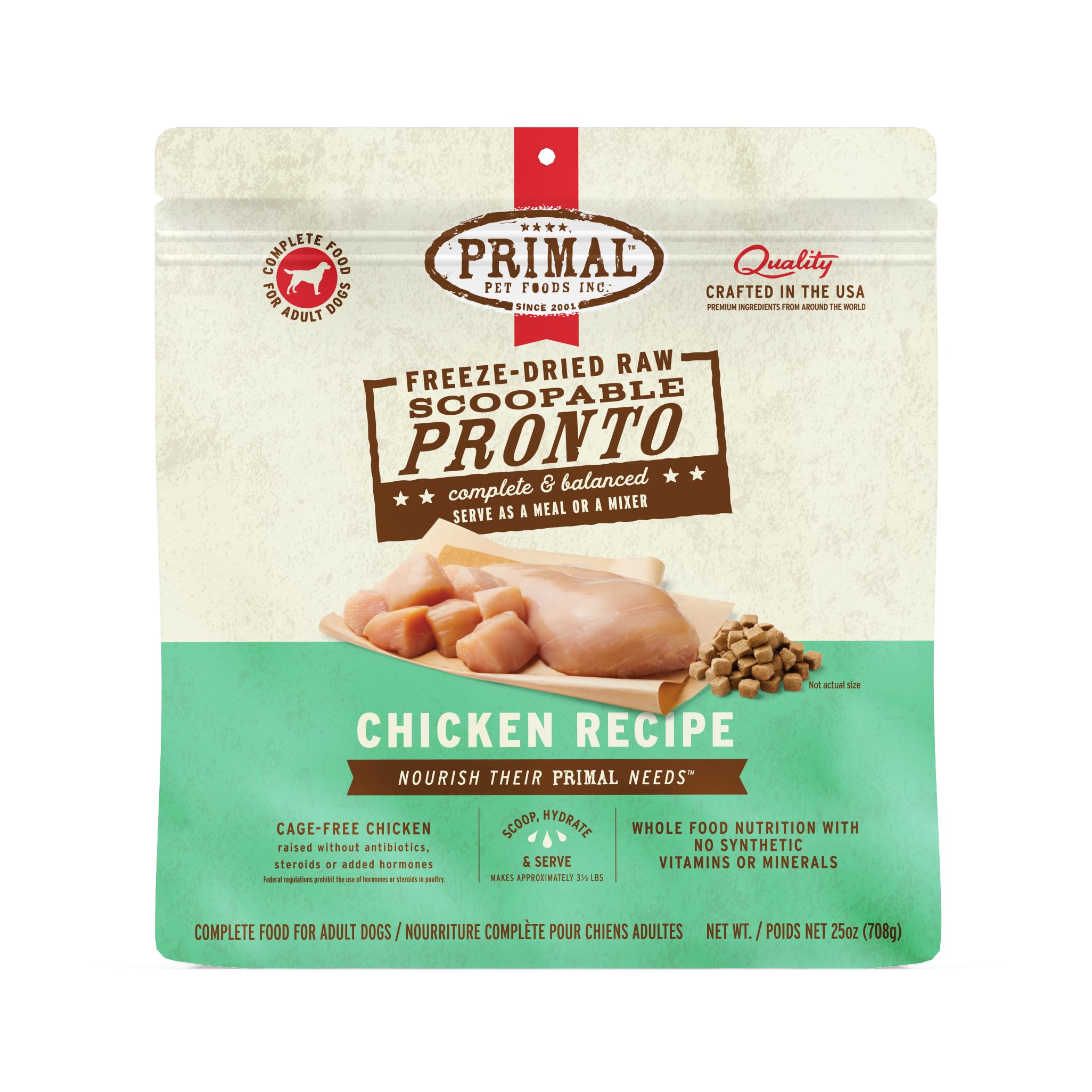 Primal Pronto Mini Nuggets chicken bites ideal as a complete meal for dogs