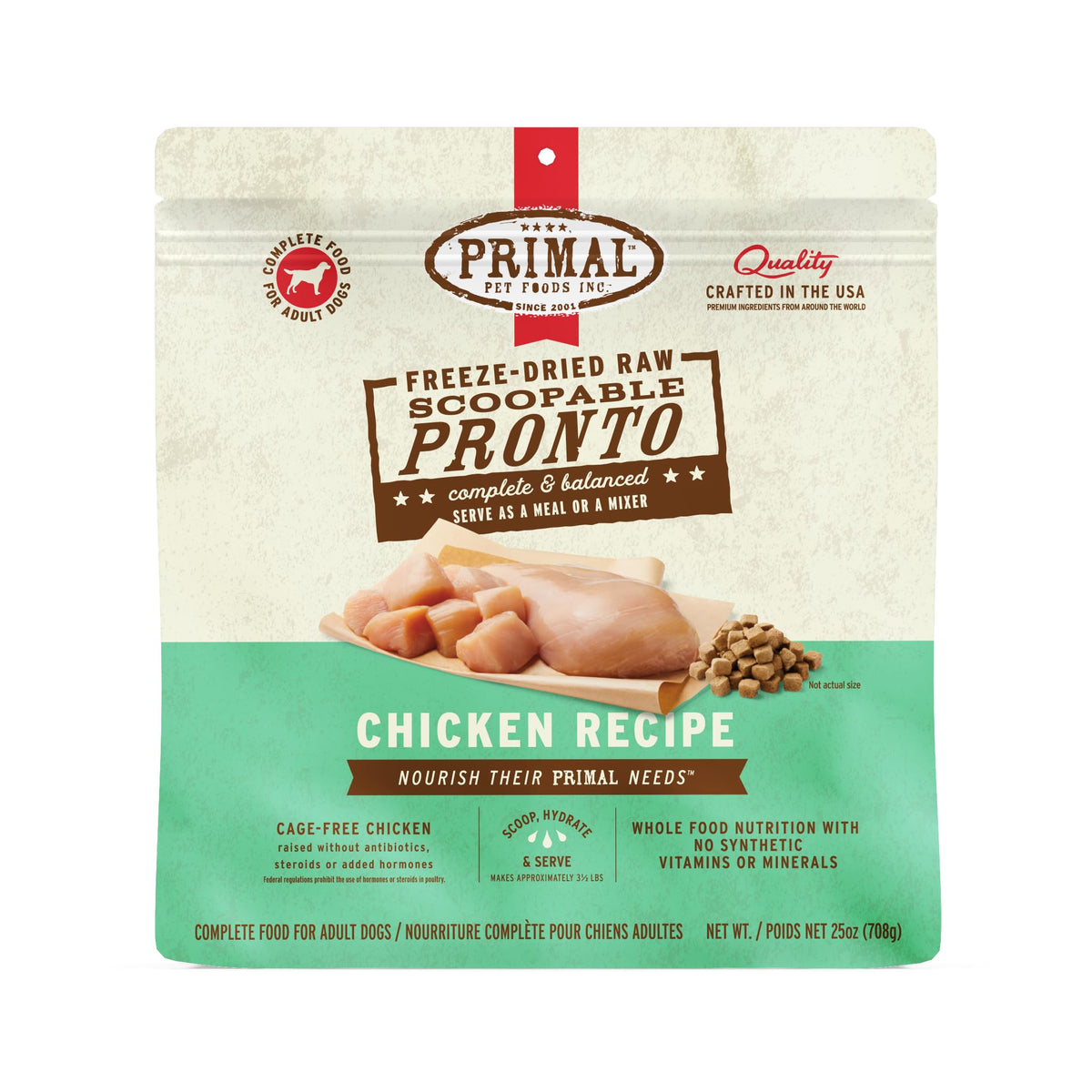 Primal Pronto Mini Nuggets chicken bites ideal as a complete meal for dogs