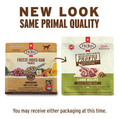 Primal Pronto Mini Nuggets Lamb close-up nuggets; savory texture for dogs.