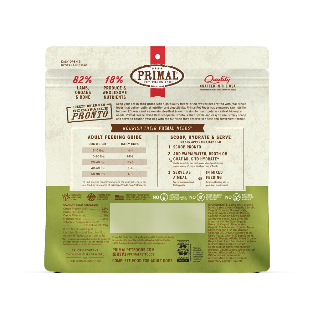 Primal Pronto Mini Nuggets Lamb organic-fruit-vegetable blend; real ingredients shine.