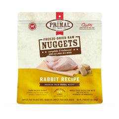 Primal Rabbit Freeze Dried Nuggets shown in a bowl for a convenient complete meal