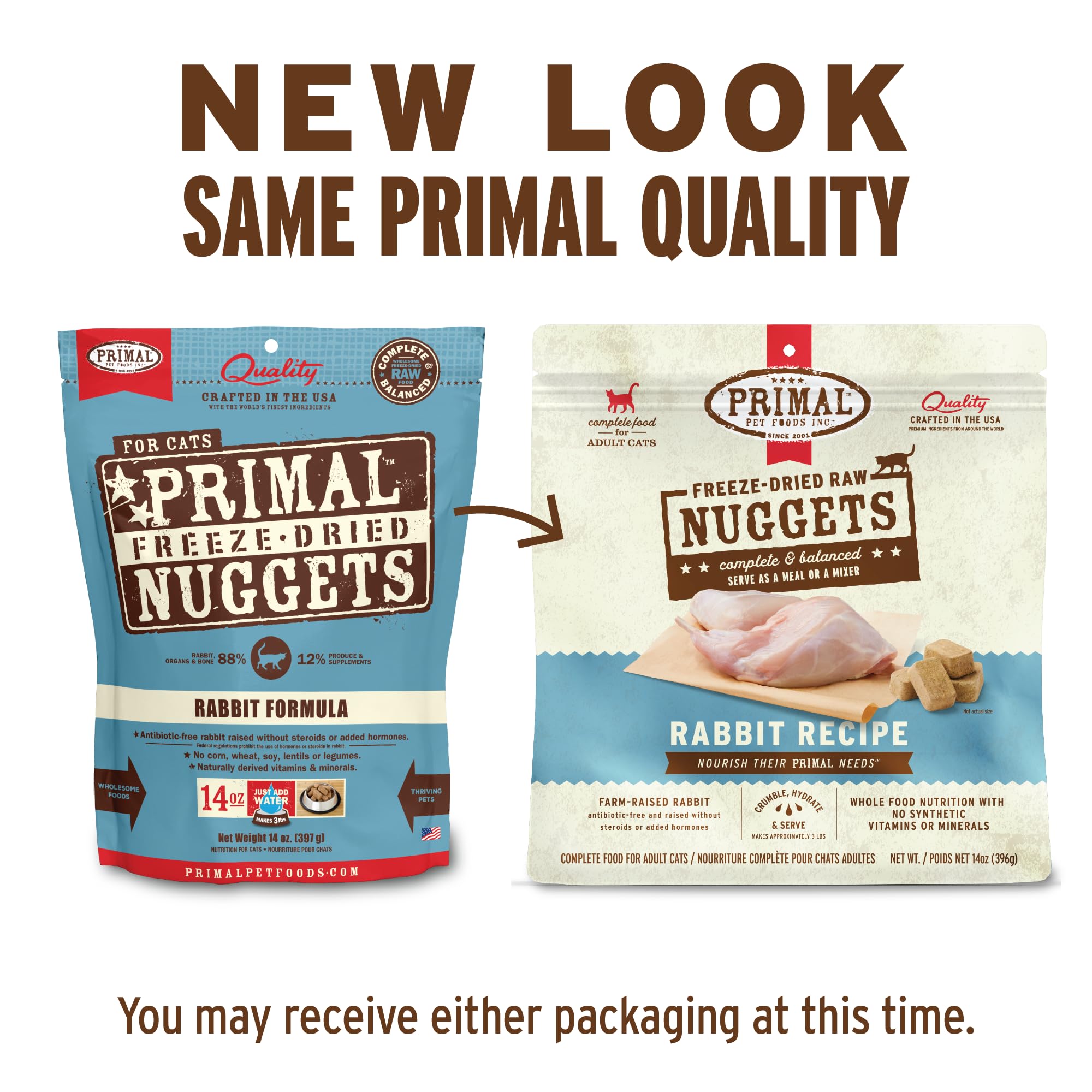 Primal Freeze-Dried Rabbit Nuggets crumble texture ready to sprinkle over kibble.