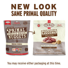 Close-up of Primal Venison Nuggets highlighting texture and nutrition
