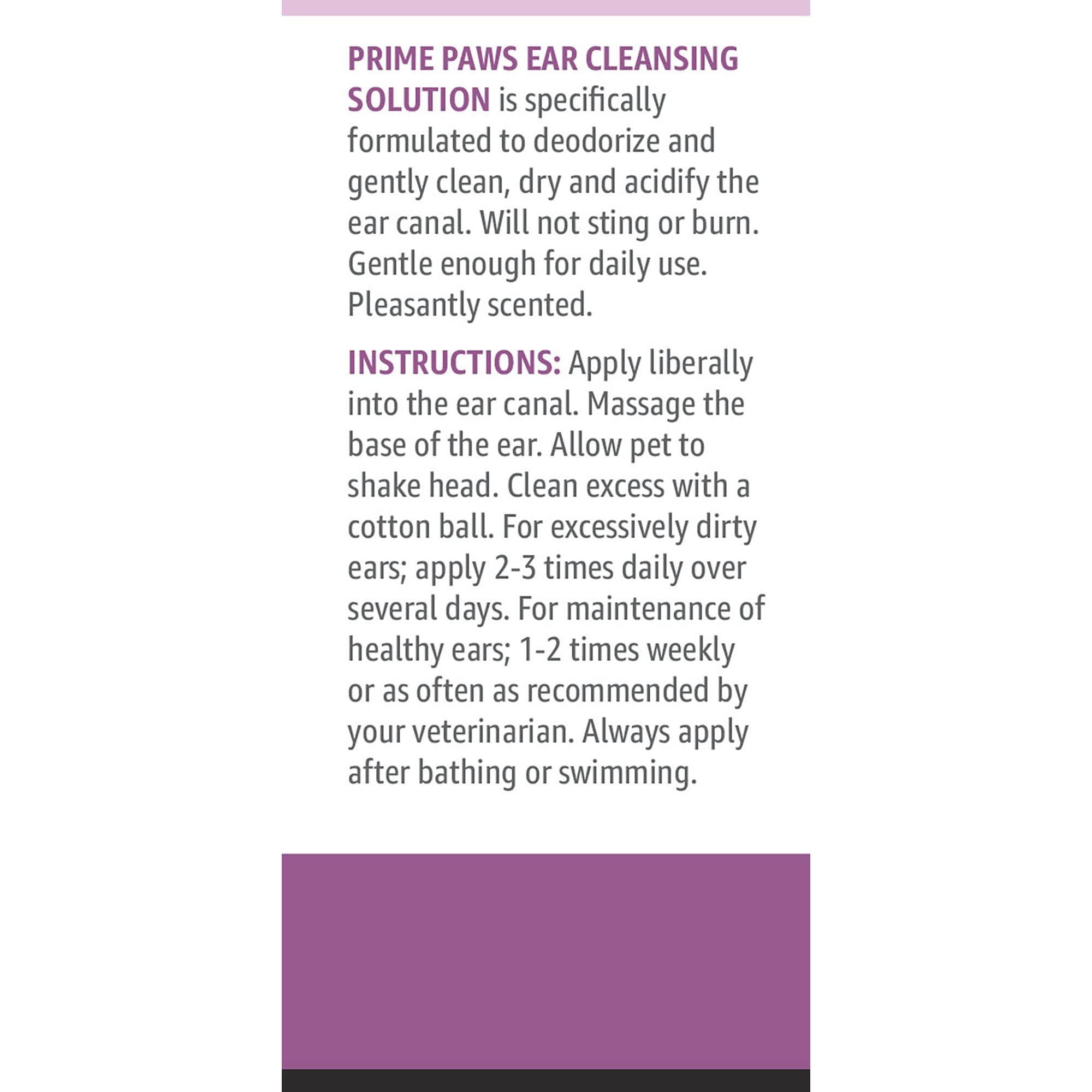 Prime Paws ear cleaner application on the ear canal for thorough flush.