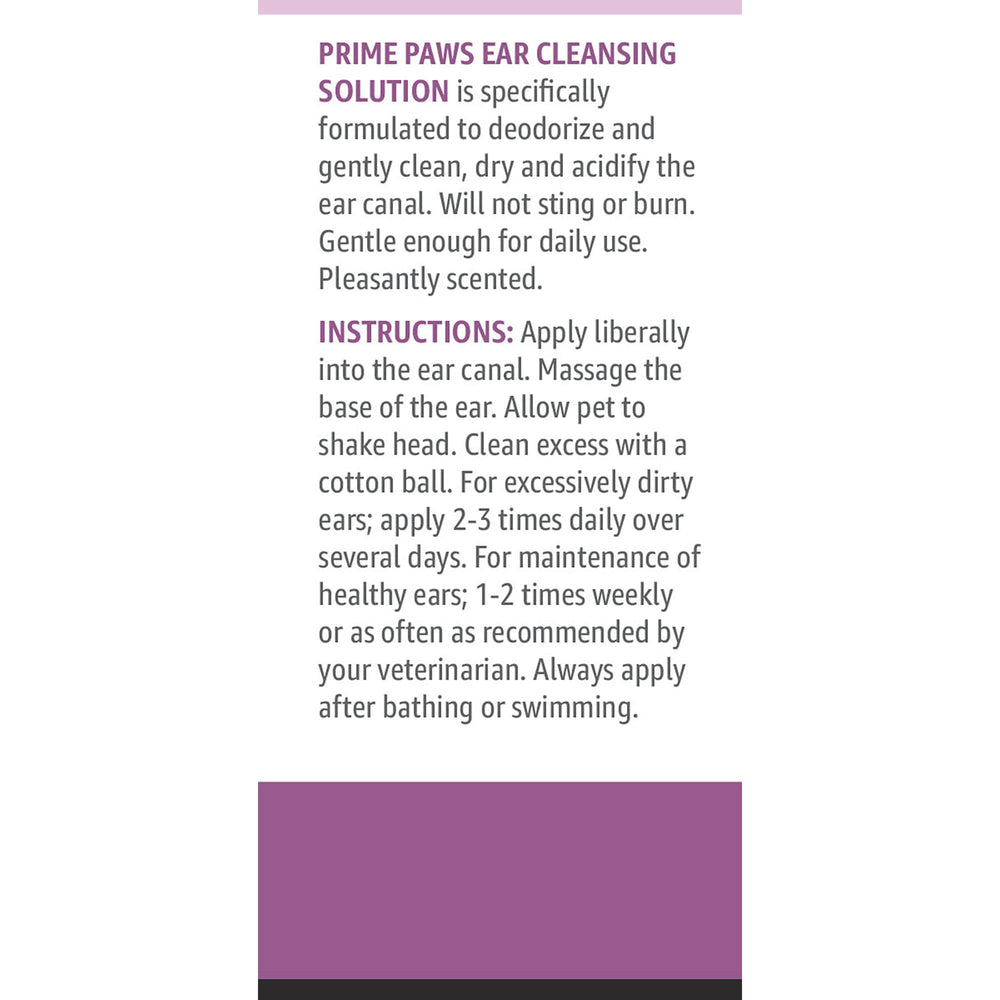 Prime Paws ear cleaner application on the ear canal for thorough flush.