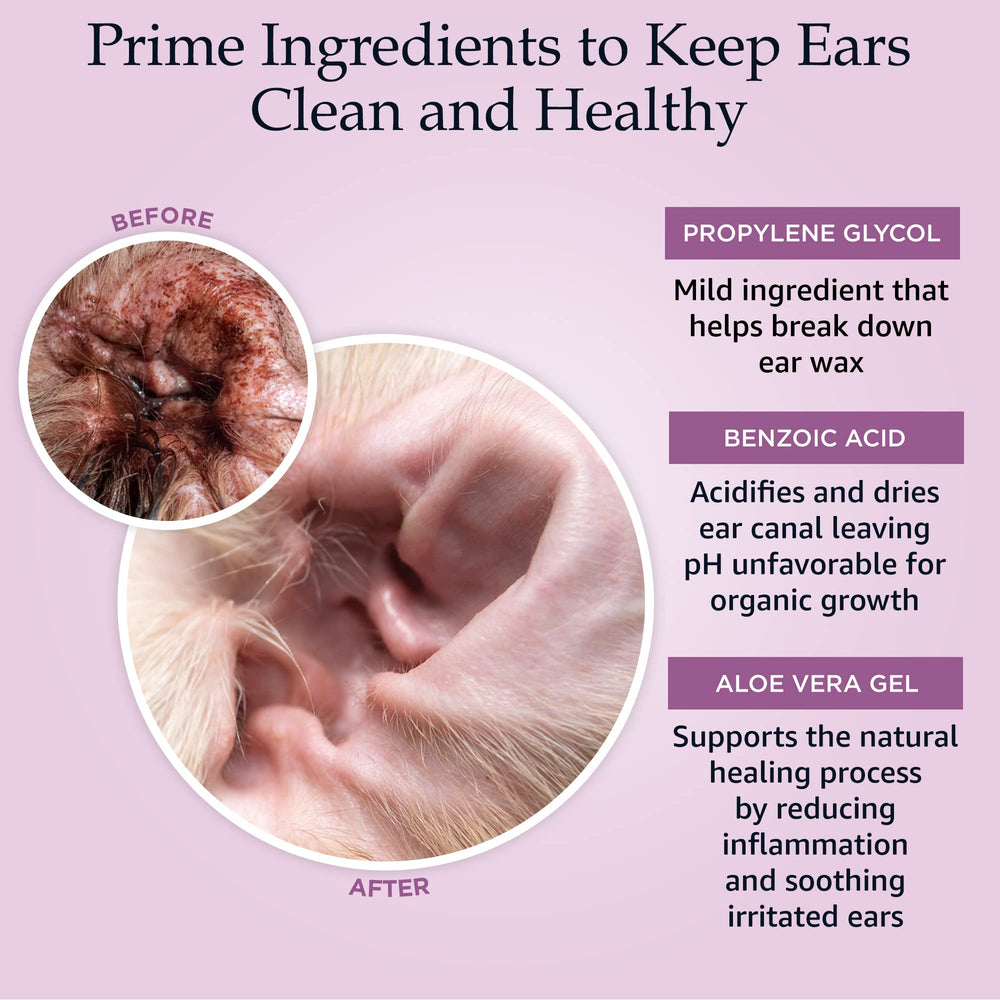 Prime Paws nano-encapsulated vitamins nourish ear skin and moisture.
