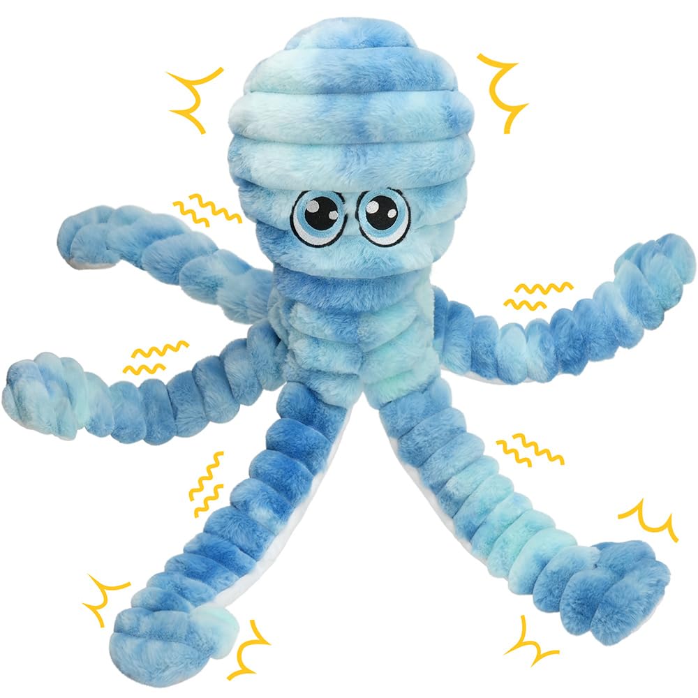 Prime Pets 27inch plush octopus toy full view for large dogs, durable and cozy