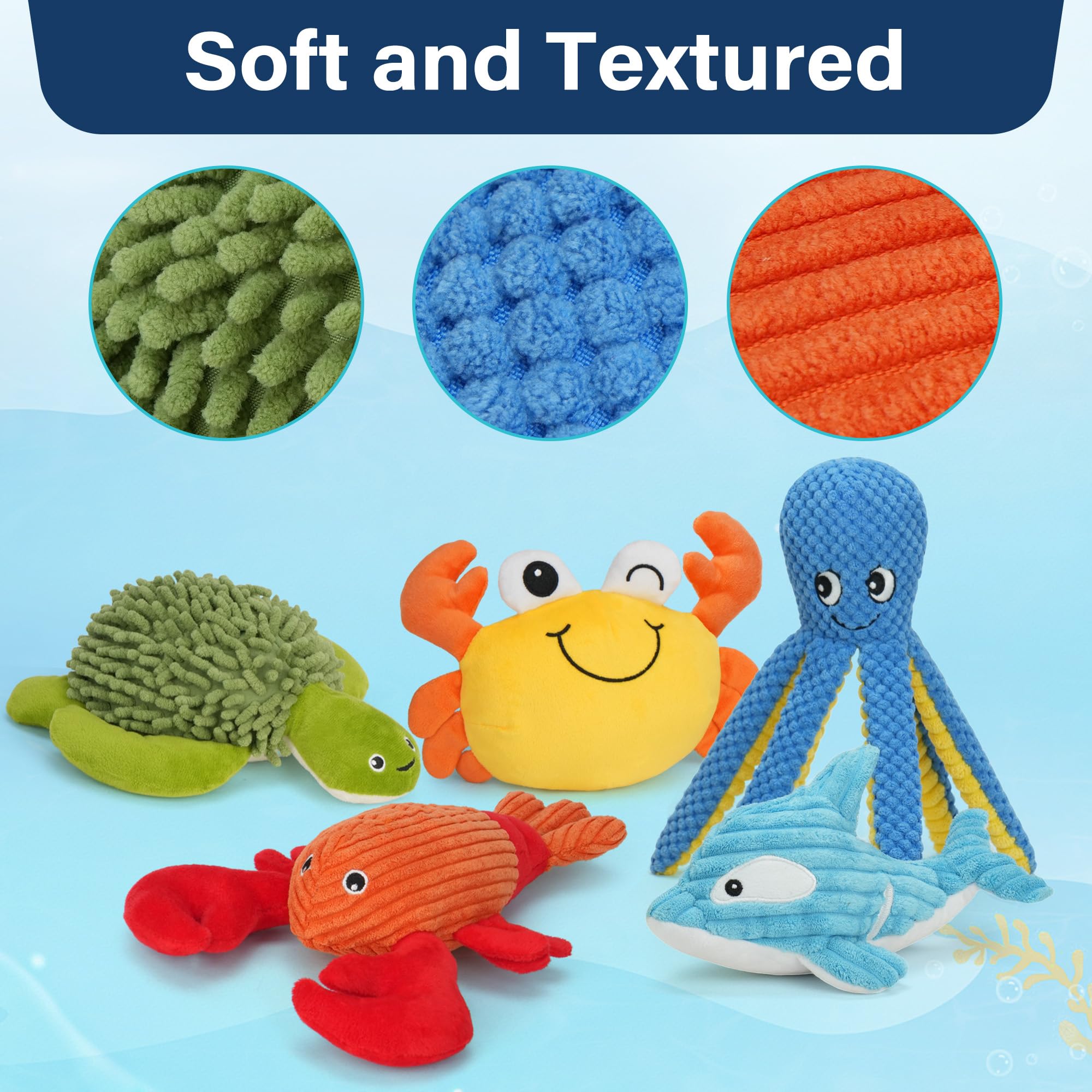 Prime Pets durable plush with textured surfaces for teeth cleaning and gum stimulation