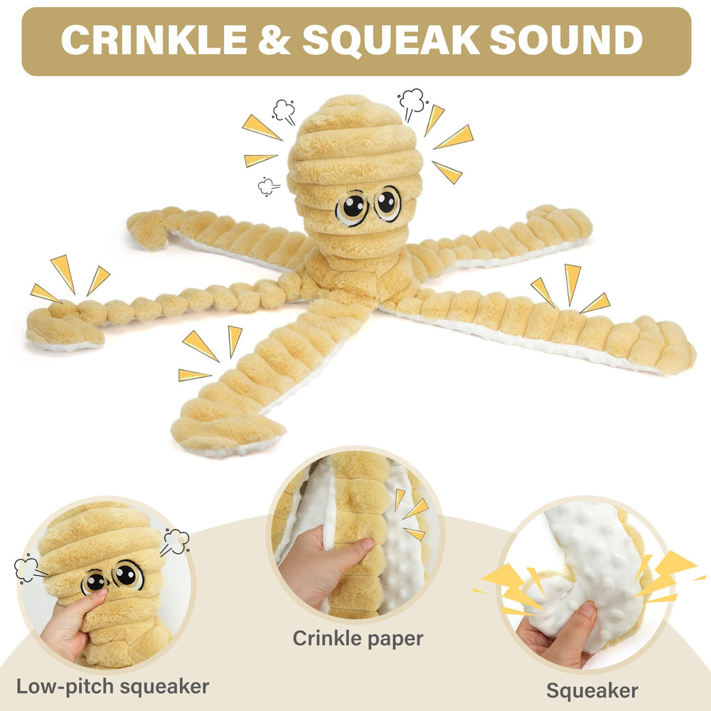 Prime Pets octopus with crinkle legs adds extra sensory fun.