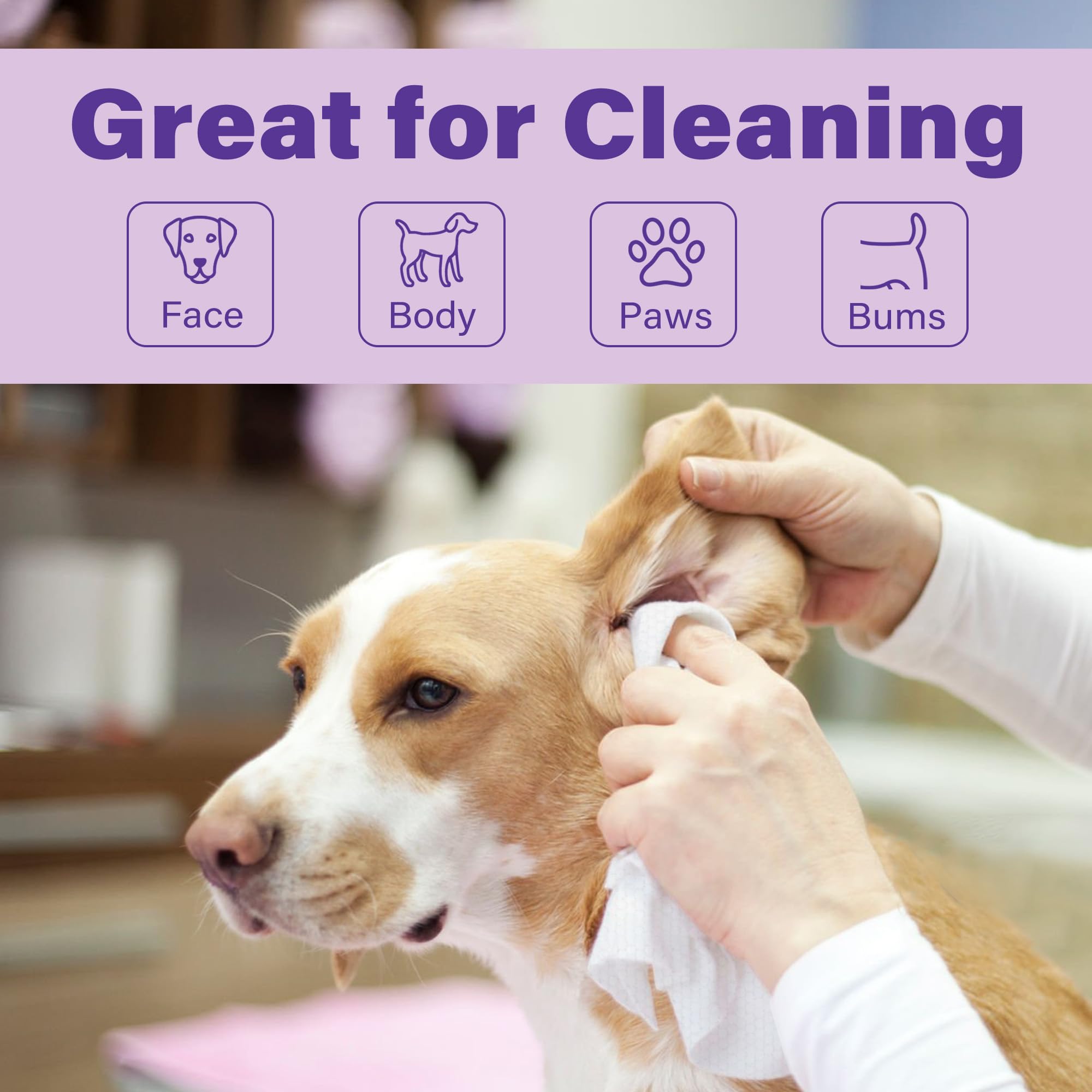 Prime Pets dog wipes for body and coat to remove dirt and dander.