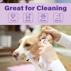 Prime Pets dog wipes for body and coat to remove dirt and dander.
