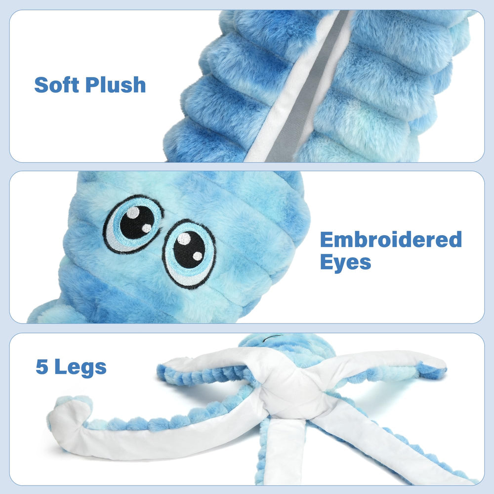 Prime Pets plush octopus with embroidered eyes for a friendly look