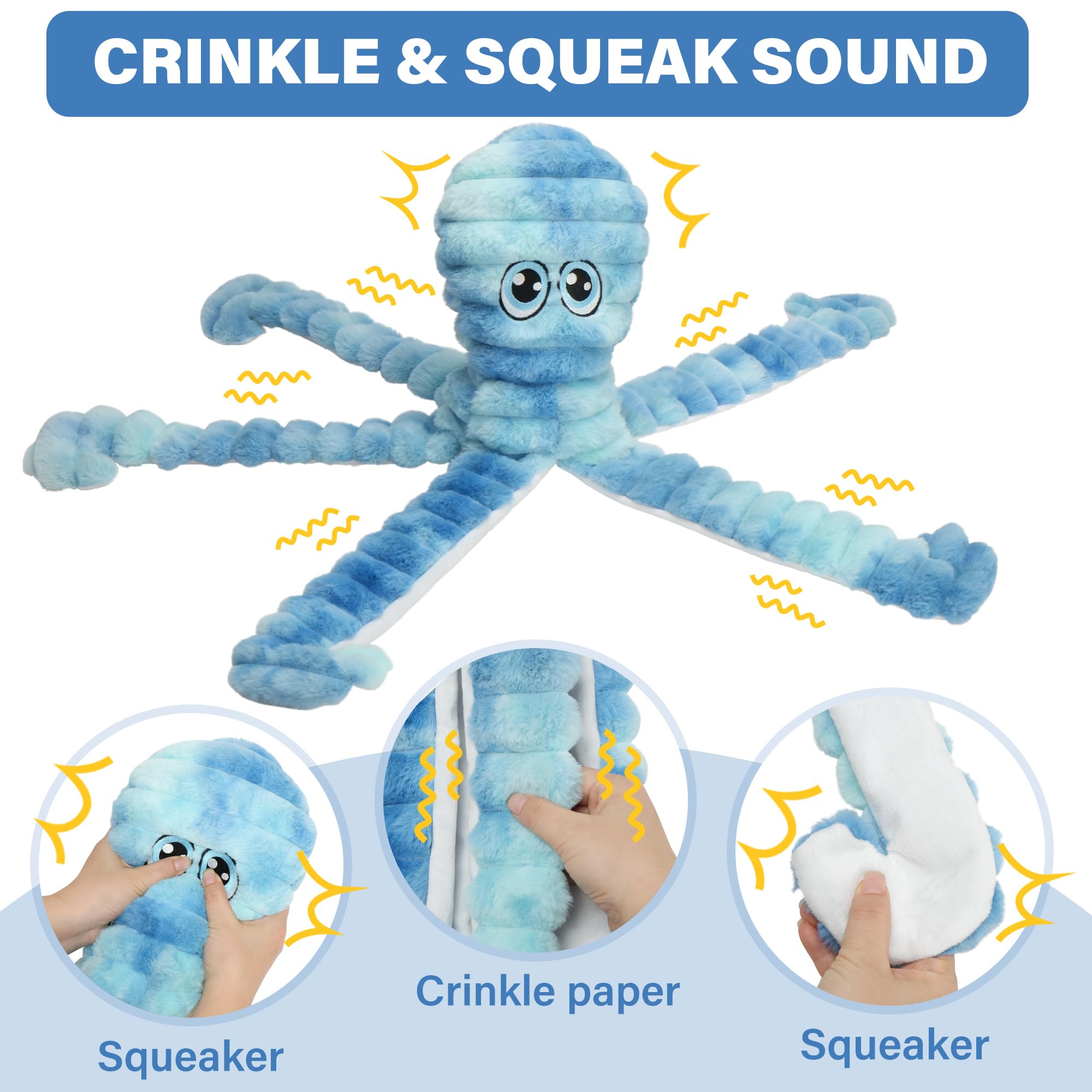 Prime Pets octopus toy crinkle legs closeup highlighting multisensory play