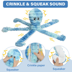 Prime Pets octopus toy crinkle legs closeup highlighting multisensory play