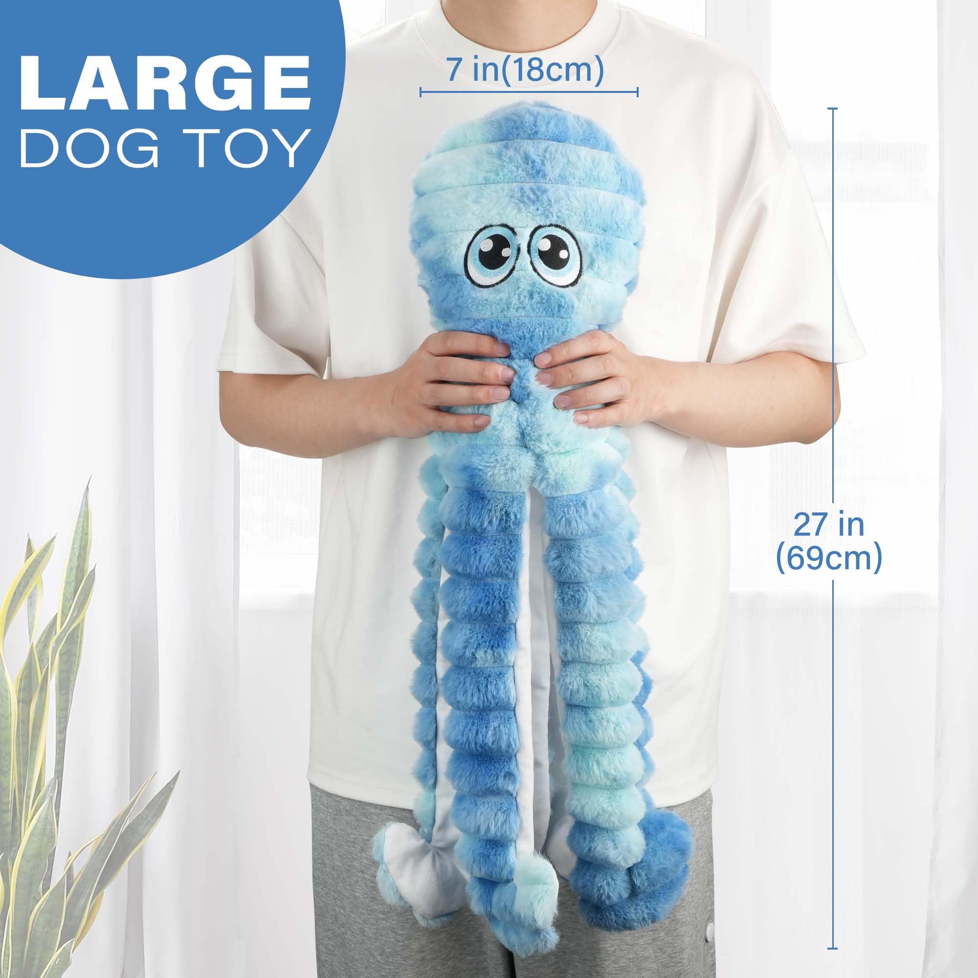 Prime Pets octopus toy squeaker closeup showing head squeaker for engagement