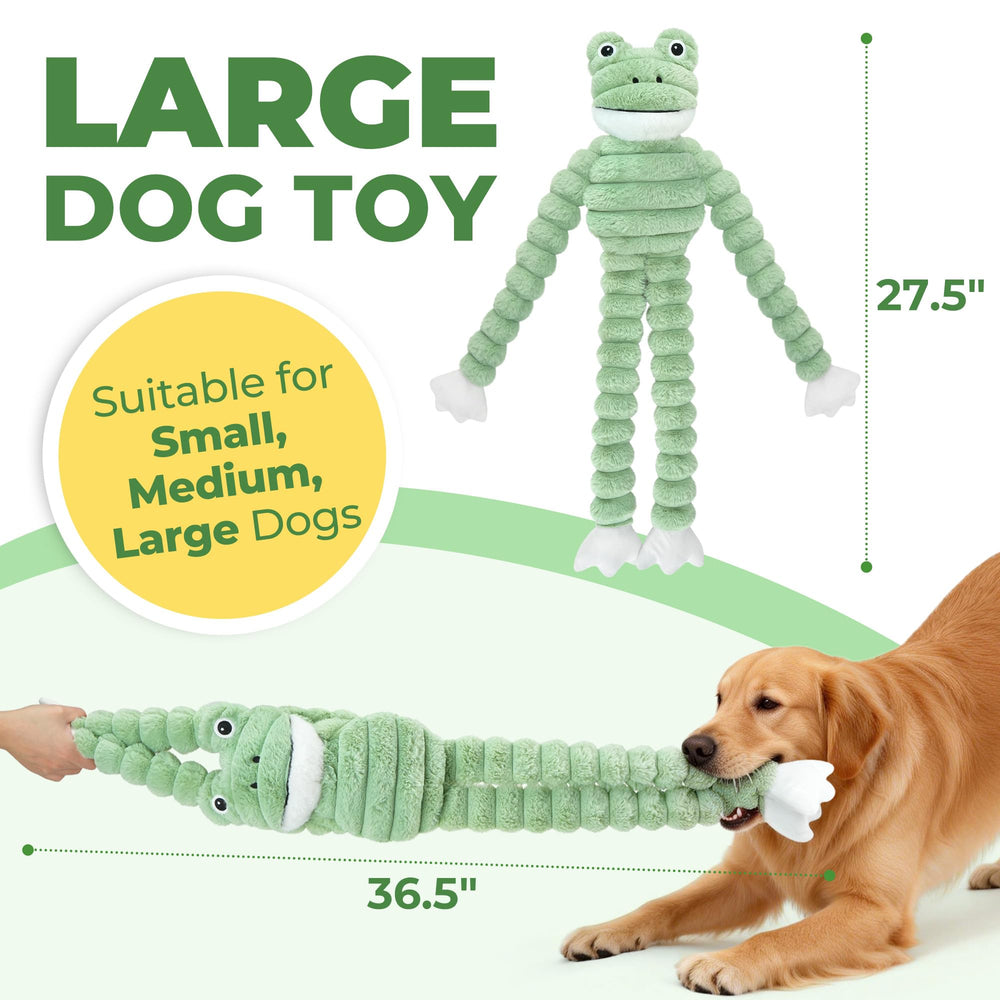 Prime Pets plush frog body, cuddle-worthy comfort during fetch