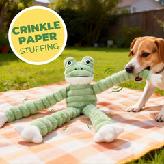 Prime Pets plush frog crinkle squeaker and crinkle legs boost engagement