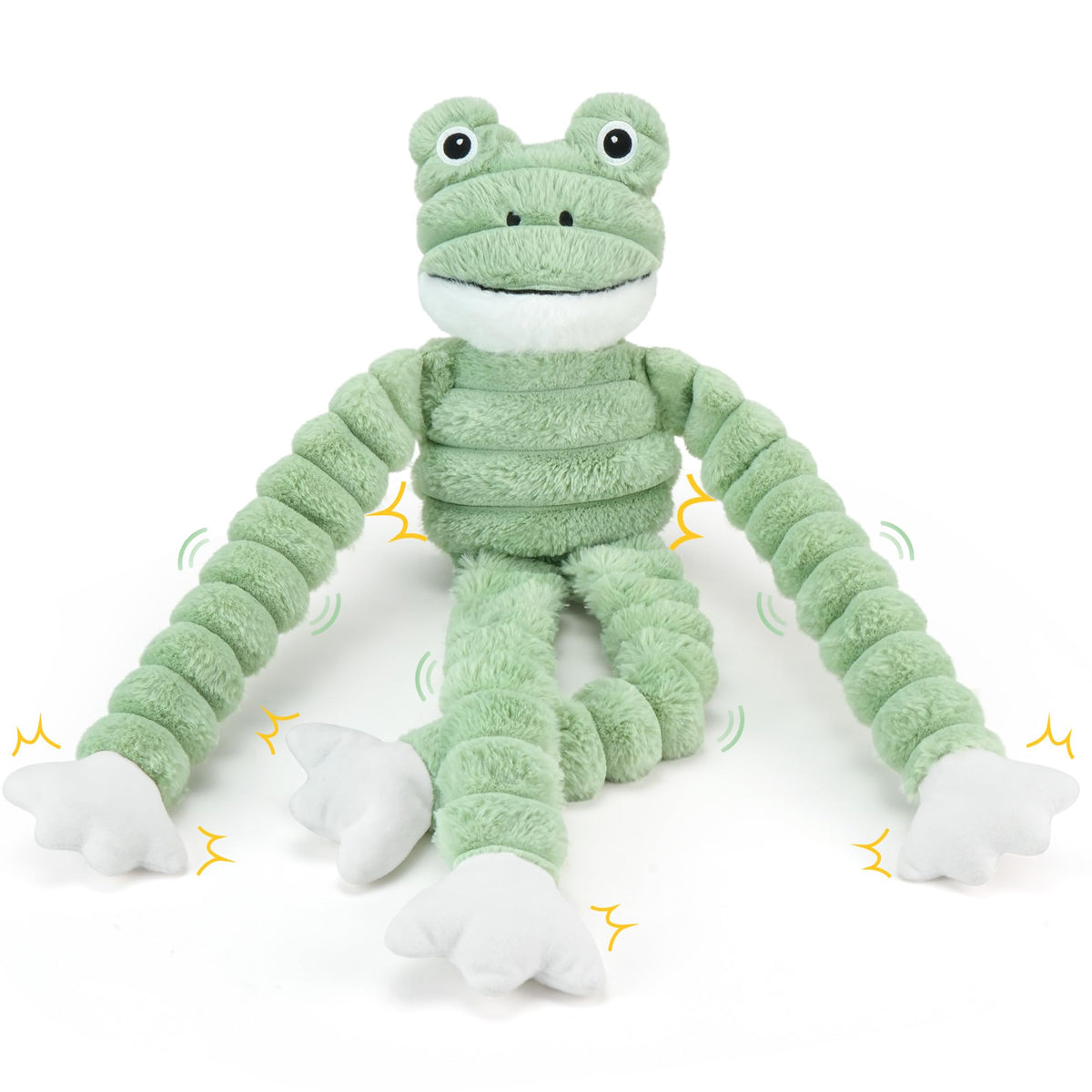 Prime Pets plush frog head, soft texture, durable play