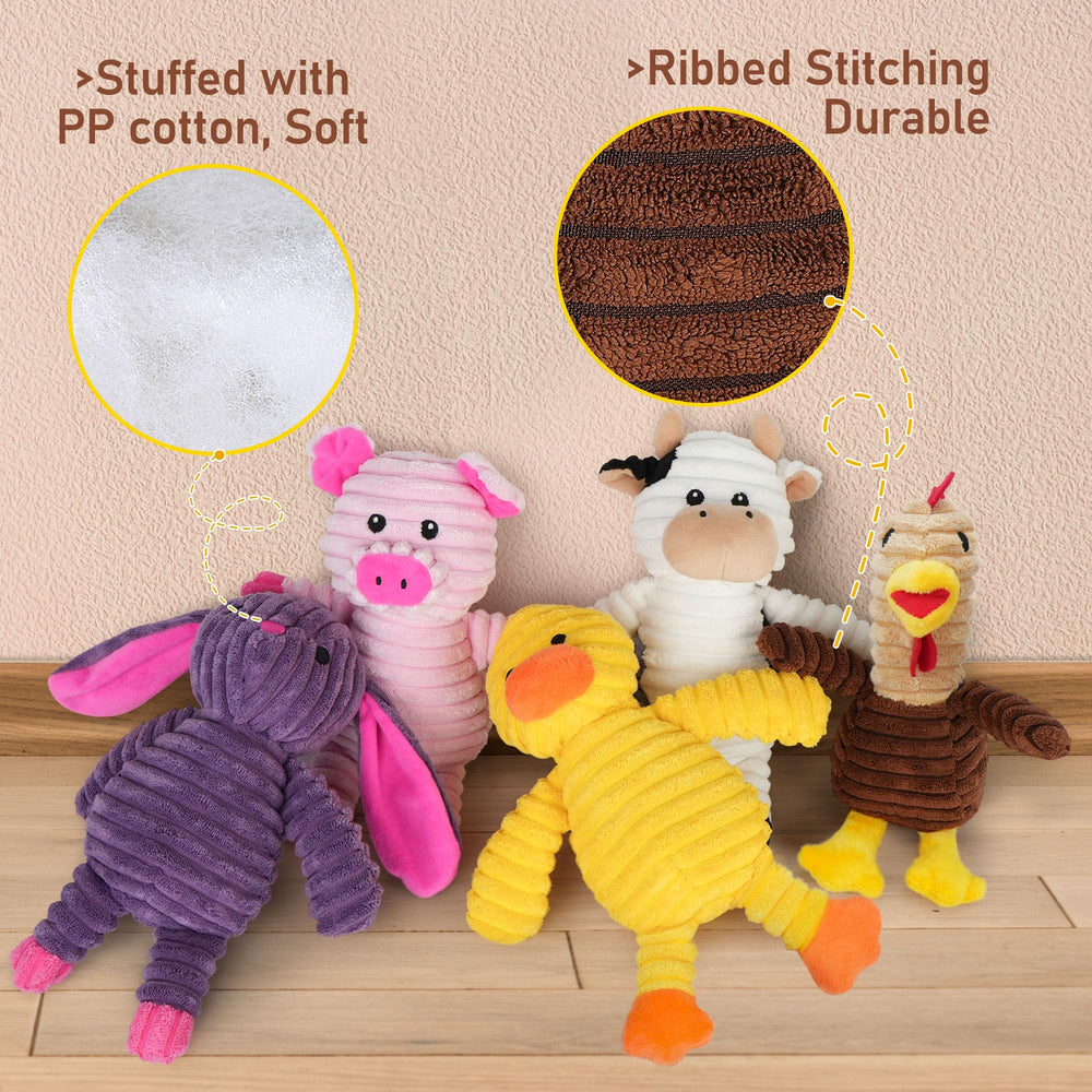 Prime Pets purple rabbit plush toy provides soft texture for calm playtime.